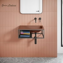 Lisse 24" Rectangle Concrete Wall-Mount Bathroom Sink in Terracotta with Matte Black Frame