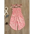 thumbnail image 2 of Bagilaanoe Little Girls Jumpsuit Leopard/Floral Print Pleated Suspender Summer Bodysuit for 1 2 3 4 5 6 Years Kids, 2 of 9