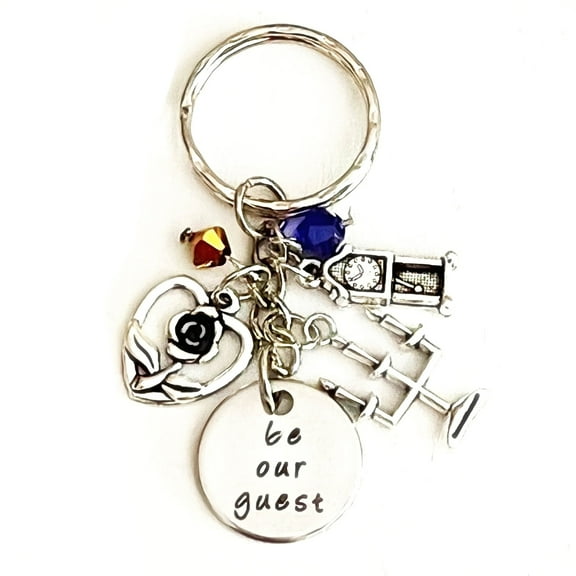 Hanalea Island Jewelry Co. Be Our Guest Belle Accessories Silver Charm Keychain Gift for a Brave Princess | Merchandise for Women