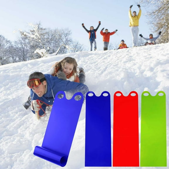 OEFNTAC Extra Thick Roll Up Sled 54x16.5in Portable Plastic Snow Sled Ergonomic Handles for Kids Adults Outdoor Winter Skiing Grass Sand Ice Durable Heavy Duty Multiple Use