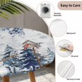 thumbnail image 3 of Blue Christmas Round Tablecloth for 45-54 Inch Tables,Fitted Table Cover with Elastic Edge,Snowman Eucalyptus Leaves Snowflake Wooden Waterproof Outdoor Table Cloth Protector for Patio Garden Dinner, 3 of 9