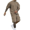 thumbnail image 2 of LEKDFST Mens Summer Outfits Set Casual 2 Piece Short Sets Letter Print Loose Fit T Shirt and Shorts Tracksuits Coffee XXL, 2 of 9