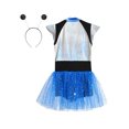 thumbnail image 6 of Aislor Shiny Metallic Alien Dress for Girls with Hair Hoop Cap Sleeve Sequins Zipper Robot Dress Blue 12, 6 of 7