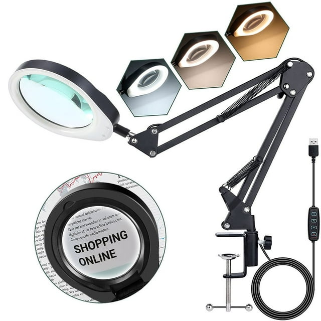EASTIN Loupe avec Lumière et Support Loupe 10X avec Lumière 3 Modes de Couleur 10 Niveaux à Intensité Réglable Loupes avec Lumière pour Lecture Réparation et Travail de Près