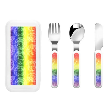 

Rateoe Colorful Tie Dye for Stainless Steel Kids Silverware Set - Child and Toddler Safe Flatware - Children s Knife Fork And Spoon Set