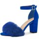 thumbnail image 1 of Sandalias De Tacón Cuadrado Con Correa En El Tobillo Piel Sintética Para Mujer Azul profundo 39, 1 of 6