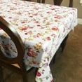 thumbnail image 2 of Cotton Tablecloth Floral Print Vintage Floral Large Roses Red on White, 2 of 4