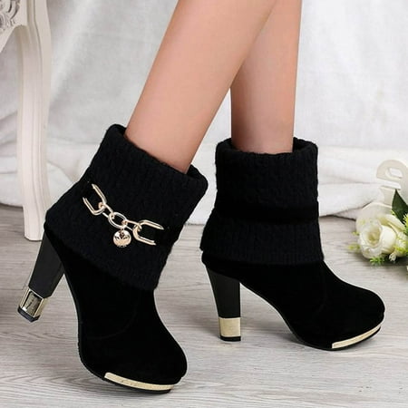 

New Years Eve Outfit Womens Boots Shoes Winter Snow Boots For Womenmid- Boots Foot High-Heeled Woolen Thick Boots Set Women S Fashion Women S Boots Gifts For Women Her Birthday Gif