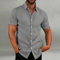 thumbnail image 5 of Men's Retro Solid Color Cotton Linen Shirts Casual Summer Loose Short Sleeve Lapel Shirt, 5 of 5