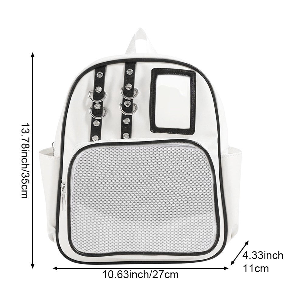 Vjnyvs Mini Transparent Backpack Pin Display Bags Lolita Shoulder Bag with Clear Window Casual Rucksack for Work Travel Sports