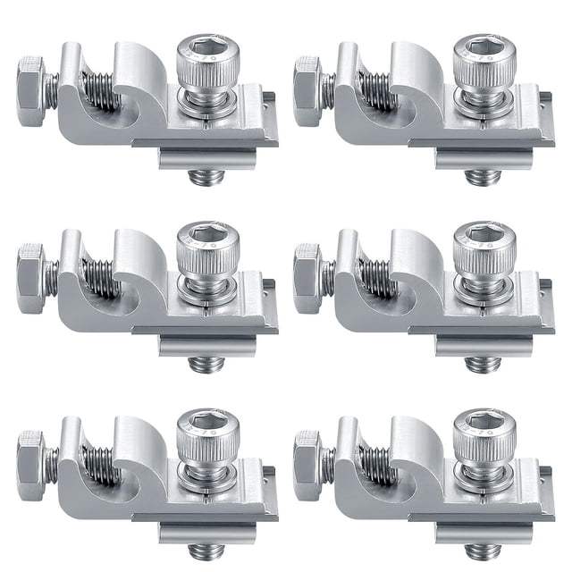 ZHAOCHENG 6 clips de conexión a tierra para paneles solares, kit de fijación para sistemas de montaje solar, abrazaderas de soporte de montaje y terminales de fijación para paneles solares.
