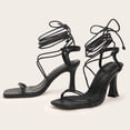 thumbnail image 1 of Zapatos de mujer Casual Correas cruzadas Tacones súper altos Punta cuadrada Estilo romano Sandalias negras Wmkox8yii hfjk3944, 1 of 7