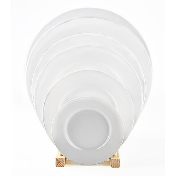 Restaurant Value, Stoneware Wide Rim with Rolled-edge, Bright White Plate 12", Case of 12