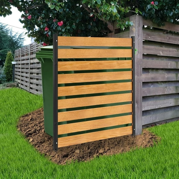 Slsy Air Conditioner Fence Outdoor Privacy Screens, 1 Panel 38" W x 60" H Wood Fence Panels Trash Can Fence with Metal Stakes, Pool Equipment Enclosure Fence for Outside