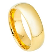 7mm Tungsten Carbide Domed Gold-Plated Polished Shiny Wedding band Ring for Men and Ladies