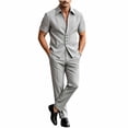 thumbnail image 2 of Stamzod Mens 2 Piece Outfits Business Casual Short Sleeve Button Shirt and Pants Suits Set formal Wedding Party Matching Set, 2 of 6