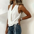 thumbnail image 6 of Womens Tank Tops Side Tie V Neck Loose Fit Cotton Sleeveless Shirts Casual Summer White Halter Tops for Women, 6 of 7