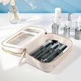 thumbnail image 5 of Clear Makeup Bag, Double Layers Clear Cosmetic Bag, Clear Toiletry Bag, Leather Clear Travel Bags Organizer with Zippers for Toiletries, 5 of 5