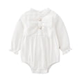 thumbnail image 2 of Lumosvexa Baby Brief Bodysuit Crew Neck Long Sleeve Cute Bowknot Fall Winter Casual Onesie White 6M, 2 of 10