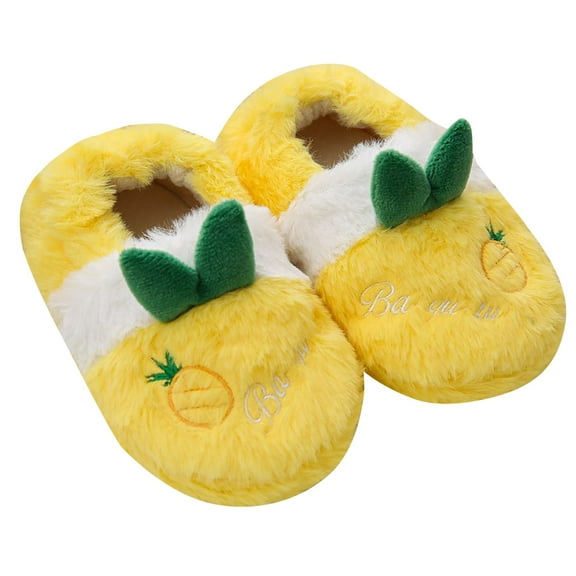 Ketyyh-chn99 Girls Slippers Winter Warm Shoes Toddler Slippers Non-Slip Lightweight Comfortable Kids Indoor Grip House Home Shoes for Boys Girl Size for US 11.5,Yellow