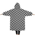 thumbnail image 2 of Oversized Wearable Blanket Hoodie,Black White Triangle Checkered Pattern Sherpa Blanket Hoodie with Super Pockets,Super Warm Fuzzy Pullover for Women & Men, 2 of 6