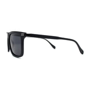 Mens No Glare Polarized Flat Top Horn Rim Rectangle Sunglasses Matte Black
