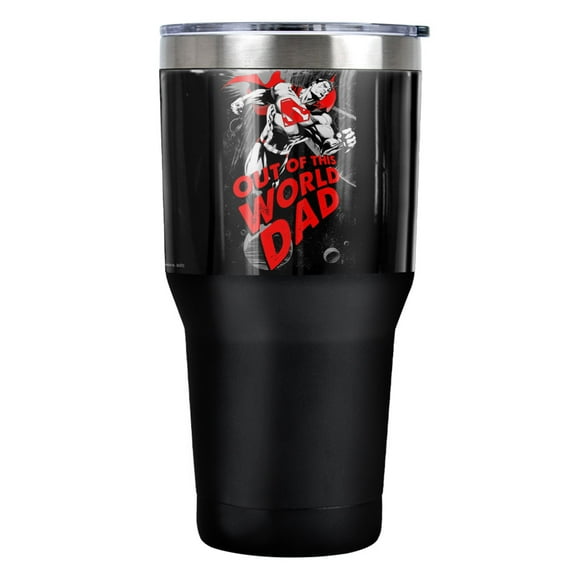 Superman Out of This World Dad Stainless Steel Tumbler 30 oz Coffee Travel Cup, Vacuum Insulated & Double Wall with Leakproof Sliding Lid
