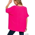 thumbnail image 2 of Zenana Women's V Neck Woven Airflow Dolman Short Sleeve Hi-Low Blouse Top, 2 of 6