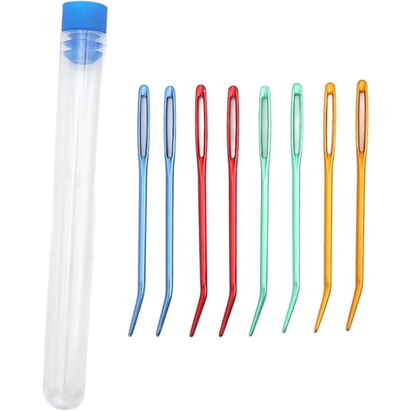 8Pcs Aluminum Yarn Needle, Large Eyes Blunt Yarn Needles Jumbo Bent Tapestry Needle Darning Needles Weaving Needle Tapestry Needle Bent Needles for Knitting Crochet