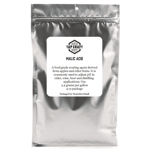 Tapcraft - Malic Acid Food Grade - 4 Oz - Used in Making Wine, Cider, Mead and Beer