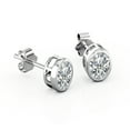 thumbnail image 4 of JeenMata Bezel Set 1 Carat Oval Shaped Moissanite Solitaire Stud Earrings In 18K White Gold Plating Over Silver, 4 of 5