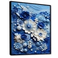 thumbnail image 2 of Designart "Botanical Tiles in Blue and White II" Abstract Framed Wall Art - Modern White Abstract Botanicals Living Room Framed Canvas Art, 2 of 6