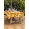 thumbnail image 3 of Outdoor Tablecloth with Umbrella Hole for Patio/Picnic/Party/Camping, Yellow Boho Waterproof Table Cloth Rectangle Table Cover Washable, Abstract Geometric Bohemia Ethnic Striped (60"x 102"), 3 of 8