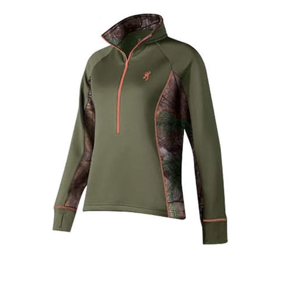Womens Browning Buckmark Lotus 1/2 Half Zip Pullover Jacket Clover Green (X-Large)