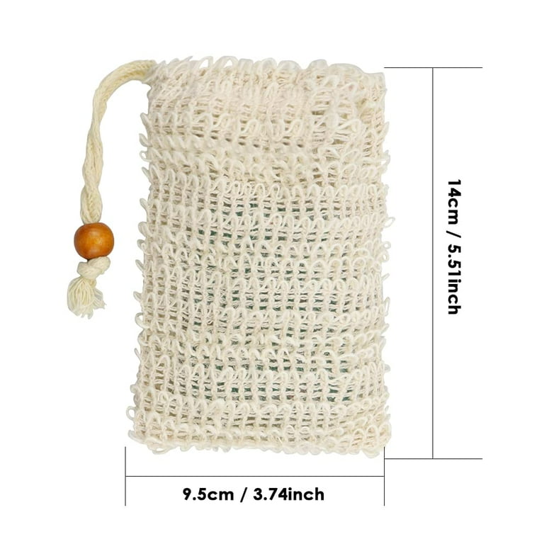 Zero Waste Natural Sisal Mesh Soap Saver Bag, 50X Mesh Bar Soap Loofah  Holder Pouch for Shower, Exfoliator Net Eco-Friendly Foaming Pouch Natural  