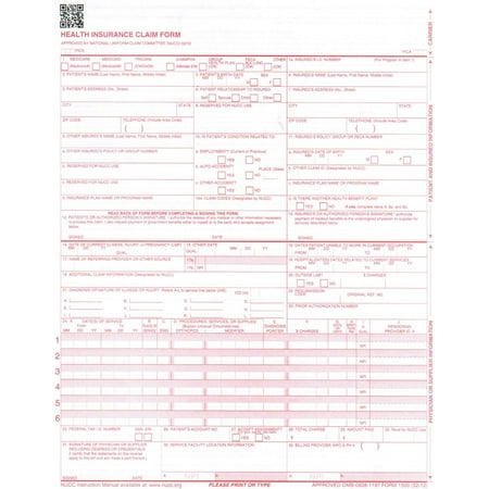 New CMS-1500 Insurance Claim Forms, HCFA (Version 02/12) - 1 CASE (2500 Sheets/Forms)