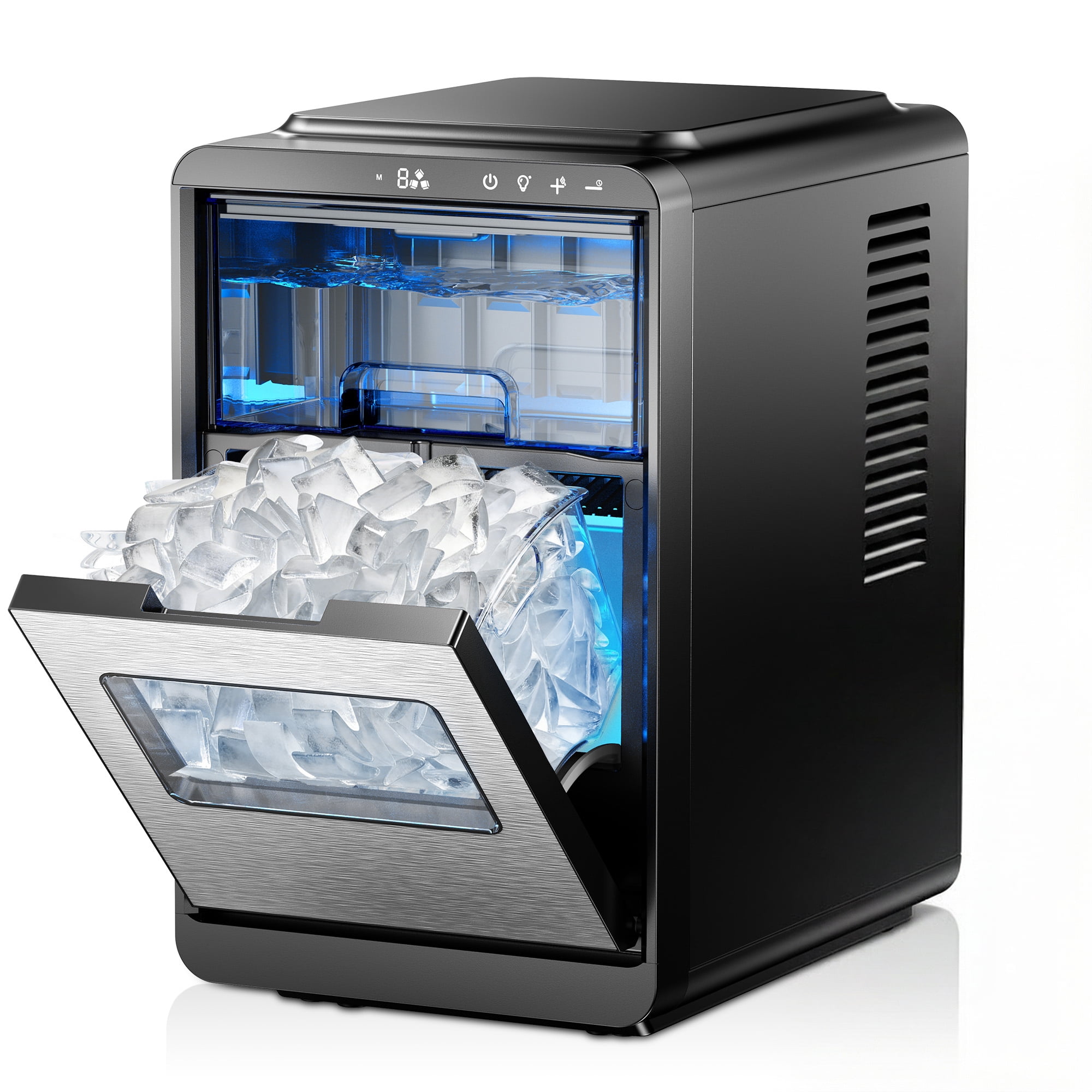 Simzlife Crescent Ice Makers Countertop, 35.9Lbs/24H, 16Pcs in 12Mins, Auto Deep Cleaning, Timer, Portable Crescent Ice Maker Countertop with Crystal-Clear Ice Cubes for Home/Office/Party
