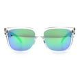 thumbnail image 3 of Colored Mirror Oversized Clear Frame Horn Rim Hipster Rectangle Plastic Sunglasses Teal Mirror, 3 of 6