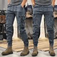 thumbnail image 3 of Pantalones de otoño para hombre, multibolsillos, negros, para motociclista, cargo, para hombre, multibolsillos, de algodón, de gran tamaño, estilo Harajuku, licra, 3 of 5