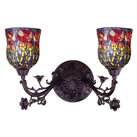 2 Red Rosebud Wall Sconce