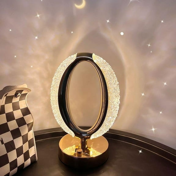 Huiyi Crystal Table Lamp, LEDBedside Lamps 3-Color Changing Touch Control Bedside USB Rechargeable Bedside Lamp