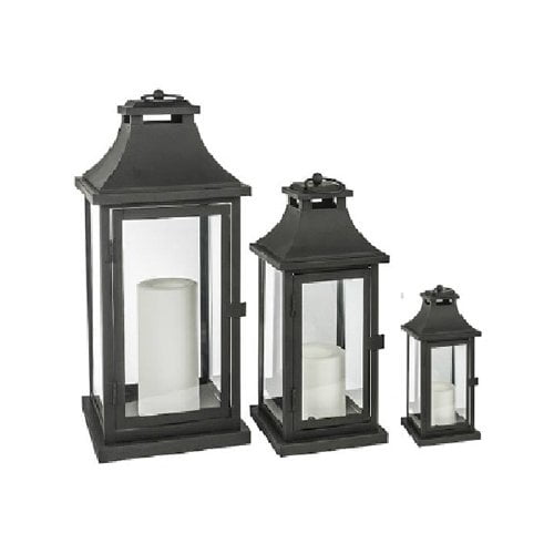 GL28647BK 3Pk. Flameless Lanterns, Black, BatteryOperated Quantity