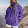 thumbnail image 6 of Zeijnsda Womens Jackets Windbreaker Waterproof Hooded Jackets Solid Color Long Sleeved Zip Up Outerwear Casual Outdoor Hiking Coat with Multi Pockets, 6 of 7