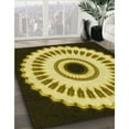 thumbnail image 3 of Ahgly Company Machine Washable Indoor Round Transitional Bold Yellow Area Rugs, 7' Round, 3 of 7