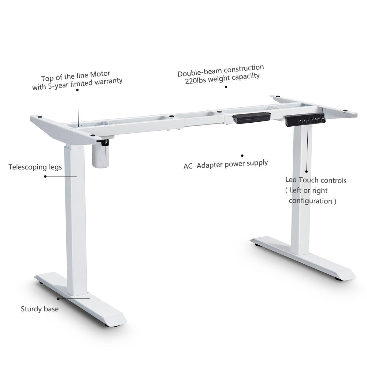 Gymax Electric Height Adjustable Standing Desk Frame Single Motor