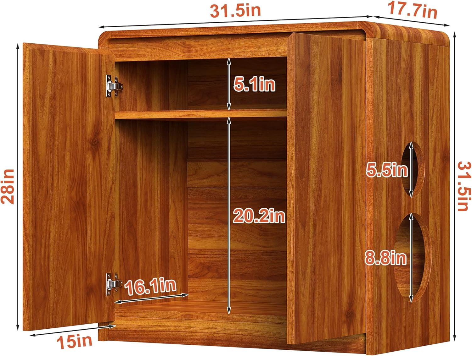 Winkalon Cat Litter Box Enclosure Furniture Wood Cat Hidden Washroom Farmhouse Storage Side Table Barn Door, Brown
