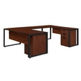 thumbnail image 2 of Regency Structure 66" x 30" Double Laminate Pedestal U-Desk with 48" Bridge- Cherry/Black, 2 of 4