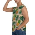 thumbnail image 3 of Lsque Pineapples Palm Leaves Print Men's Cotton Blend Sleeveless Muscle Shirts (S-3XL)- Moisture Wicking, Odor Protection, UPF 30+,Large, 3 of 8