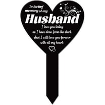 Heart Shaped Love Missing Husband Garden Stake Memorial Remembrance Plaque Stake for Cemetery Acrylic Grave Stake Waterproof Sympathy Garden Stake
