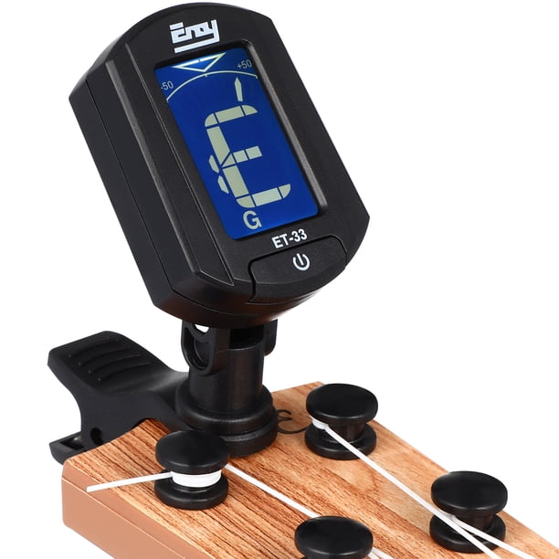 EeaseMX Mini afinador cromático digital con clip TINKSKY ENO ET-33 para guitarra, bajo, violín y ukelele (negro)